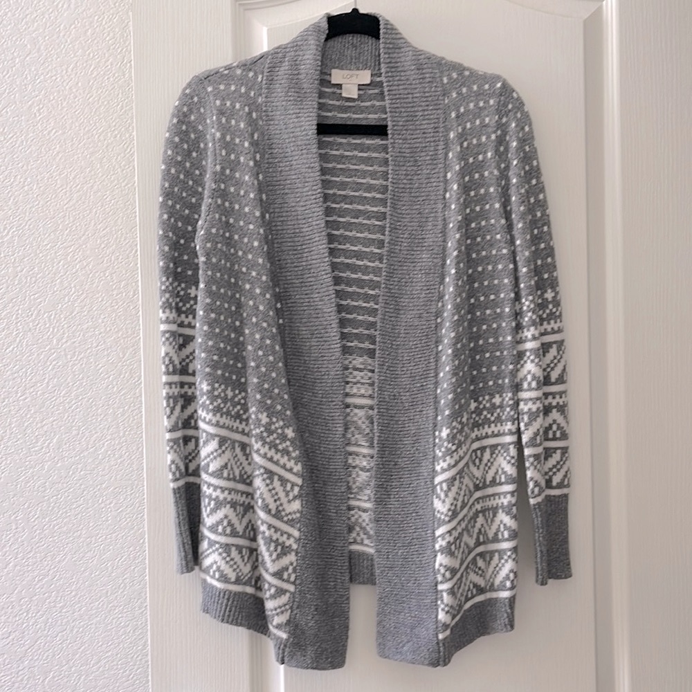 LOFT Fair Isle Knit Open Cardigan Sweater